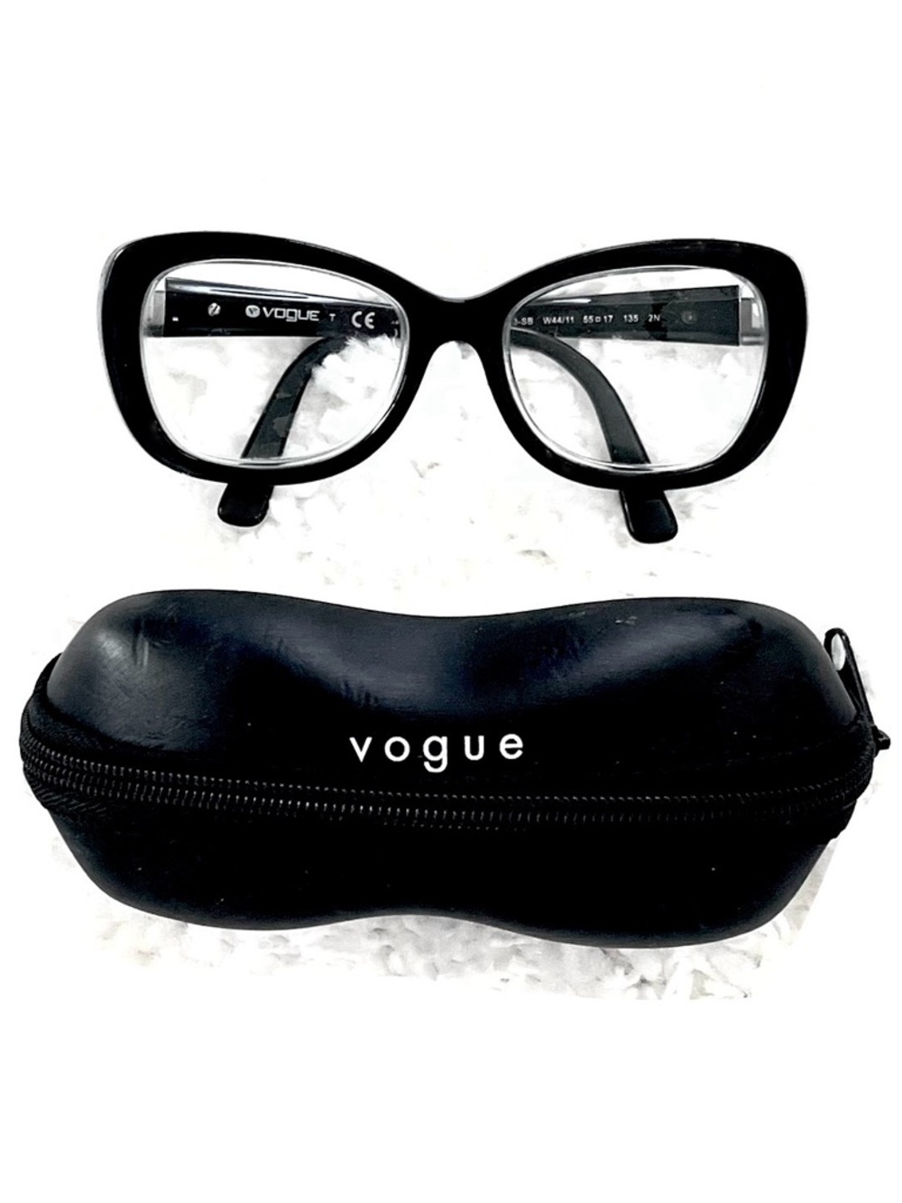 Vogue Black w/ Rhinestone Embellishment Cat-Eye Glasses with Branded Case!